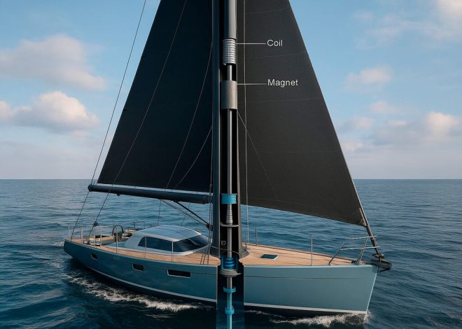 Un español ha patentado un mástil que transforma viento y olas en electricidad. Su invento desafía al diésel en los barcos